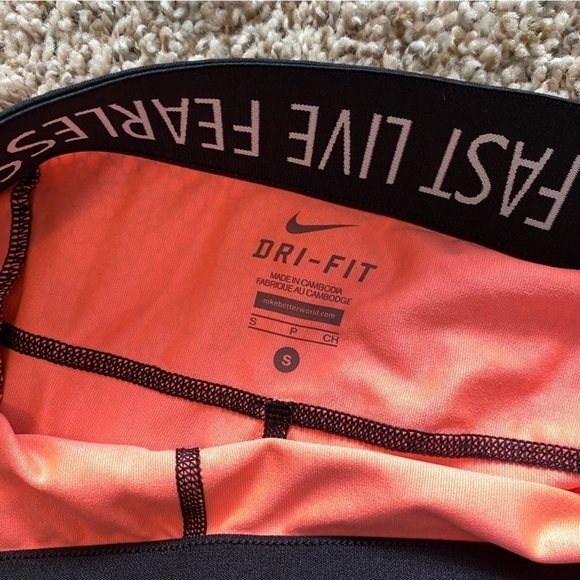 Nike Dri-Fit Relay Crop Running Leggings Coral / Pink / Black Sz Small - Picture 5 of 12